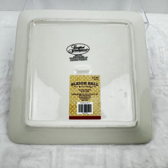 2 Geoffrey Allen 2014 Sleigh Bell 8.5" Square Plates by Certified Internat READ - Picture 6 of 13